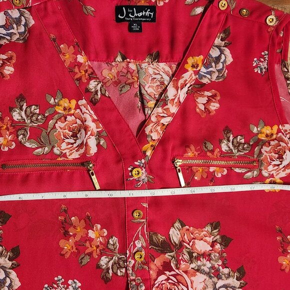 J for Justify Women's Pink Floral Sleeveless Blouse Size XL - Picture 10 of 13